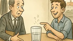 Vtip: Na pohovoru řeší sklenici vody
