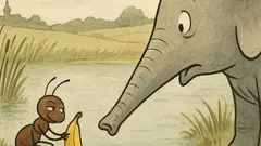 Vtip: Sedí mravenec u rybníka s banánem