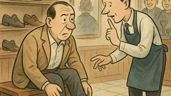 Vtip: Muž zkouší boty, vyplázne jazyk