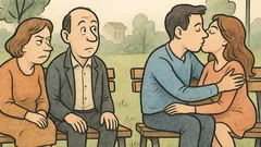 Vtip: Manželé na lavičce proti milencům
