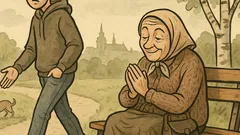 Vtip: Babička na lavičce prosí o stovku