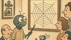 Vtip: Moucha v galerii obdivuje pavučinu