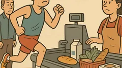 Vtip: Dnes jsem běhal pět minut na pásu…